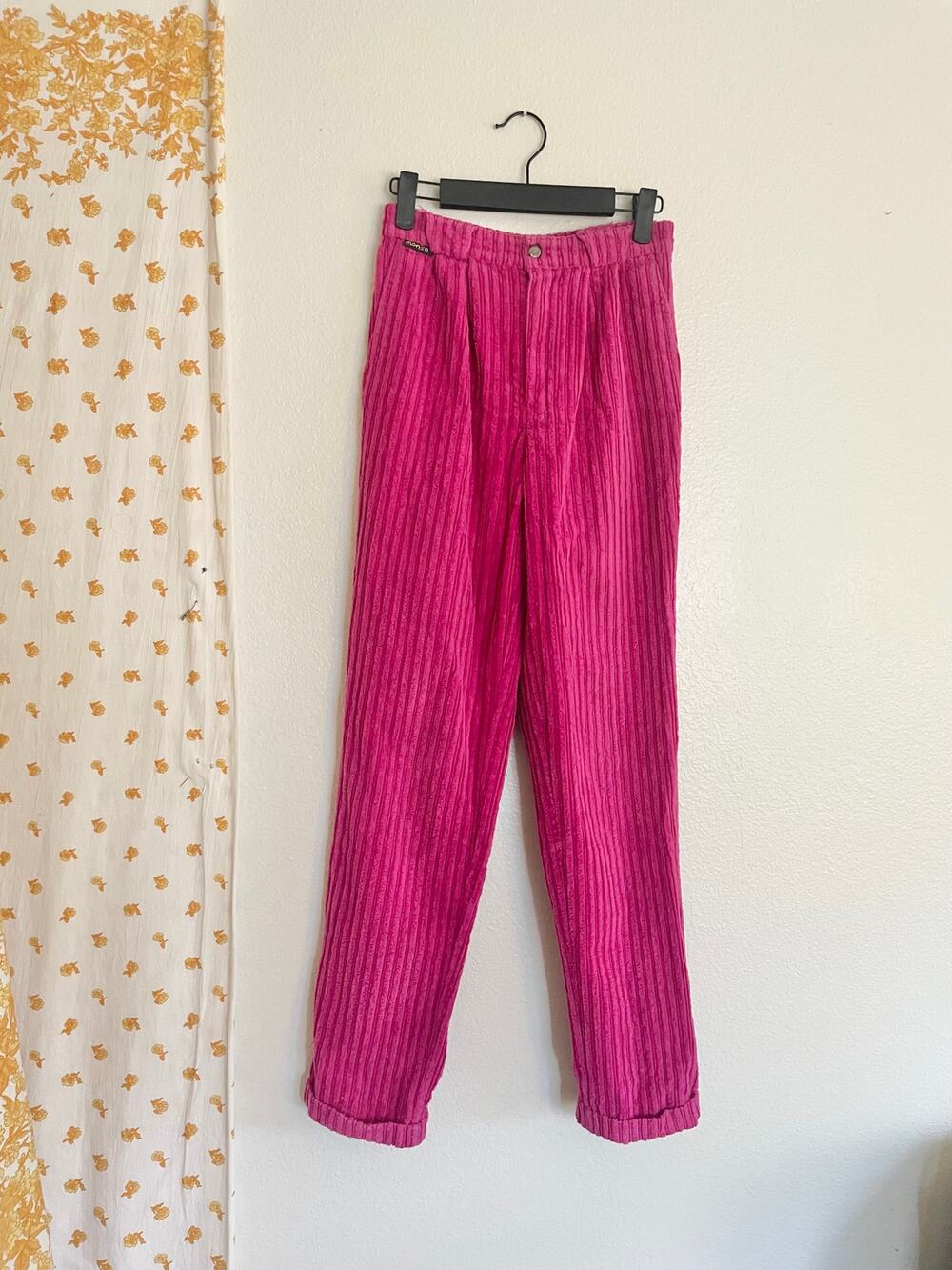 Vintage 80s Monza Hot Pink Corduroy Pants High Rise XS